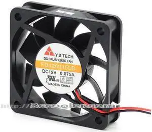 Y.S.TECH 60*15mm  FD126015LB 12V 0.075A 15.2CFM 2 Wires 6CM Case Fan cooling fan