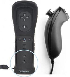 2in1 Remote Plus Built-In Motion Plus Nunchuk Silicone Case for Nintendo Wii - Black (Althemax)