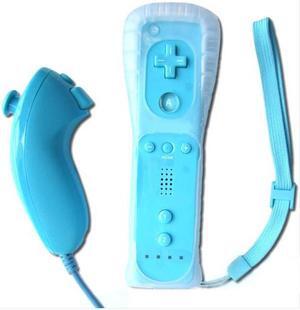 Wireless Remote + Silicone Case + Nunchuck Controller Set for Nintendo Wii - Blue (Althemax)