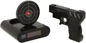 Novelty Gadget Funny LCD Shooting Game Target Panel Gun Alarm Clock Gift Toy - Black (Althemax)
