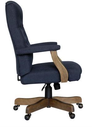 Boss Executive Denim Blue Commercial Grade Linen Chair With Driftwood Finish Frame