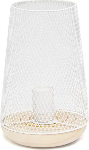 Simple Designs White Wired Mesh Uplight Table Lamp
