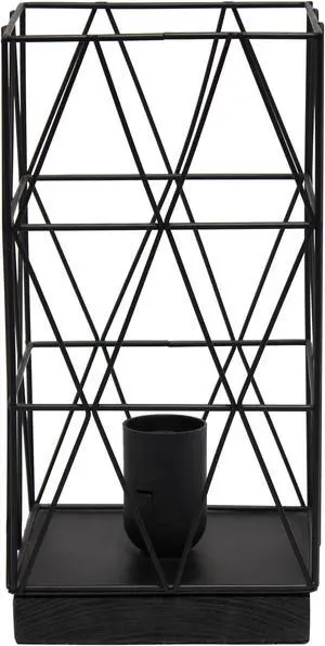 Simple Designs Black Geometric Square Metal Table Lamp