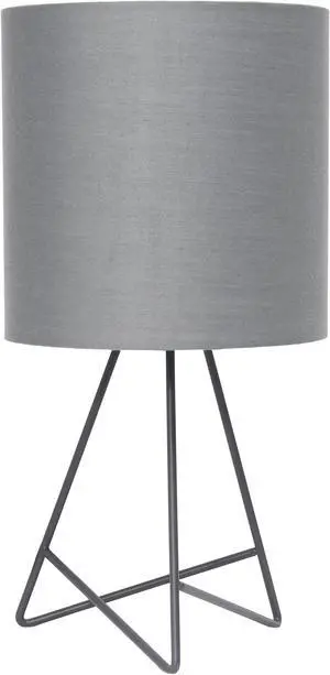 Simple Designs Down to the Wire Table Lamp with Fabric Shade, Gray with Gray Shade