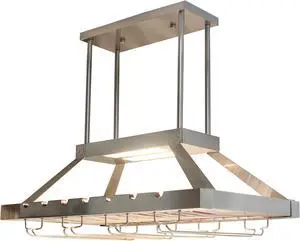 Elegant Designs 2 Light LED Overhead Wine Rack, Brushed Nickel