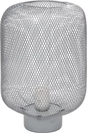 Simple Designs Gray Metal Mesh Industrial Table Lamp