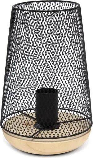 Simple Designs Black Wired Mesh Uplight Table Lamp
