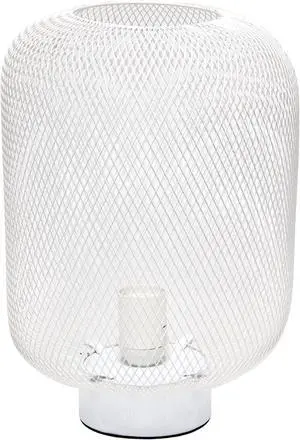 Simple Designs White Metal Mesh Industrial Table Lamp