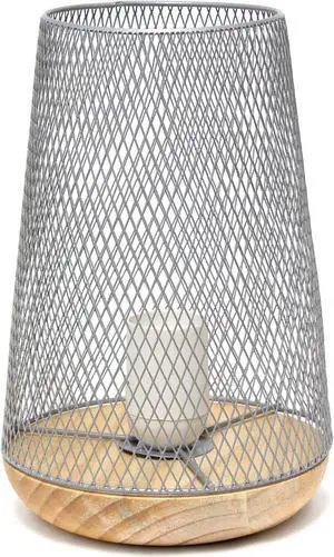 Simple Designs Gray Wired Mesh Uplight Table Lamp