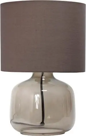Simple Designs  Glass Table Lamp with Fabric Shade, Smoke with Gray Shade