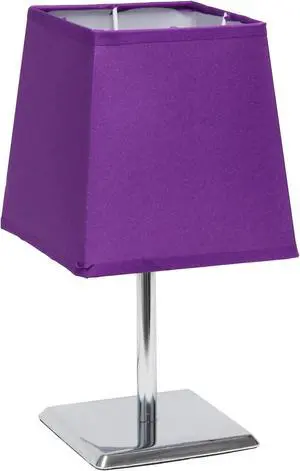 Simple Designs Mini Chrome Table Lamp with Squared Empire Fabric Shade LT2062-PRP