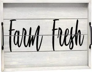 Elegant Designs Decorative Wood Serving Tray w/ Handles, 15.50" x 12", "Farm Fresh" HG2000-GFF