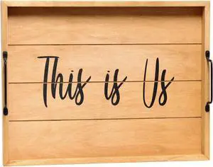 Elegant Designs Decorative Wood Serving Tray w/ Handles, 15.50" x 12", "This is Us" HG2000-NTU