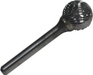 Drill America DUL Series Solid Carbide Bur, Double Cut, SD5 Ball End, 1/4" Shank, 1/2" Head Diameter, 7/16" Cutting Length, 6" Overall Length (Pack of 1)