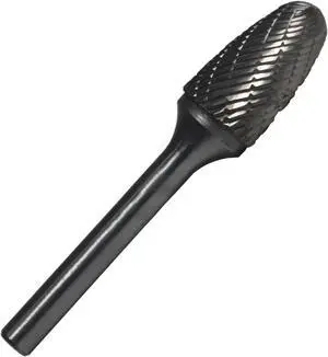Drill America DUL Series Solid Carbide Bur, Double Cut, SF3 Tree - Radius End, 1/4" Shank, 3/8" Head Diameter, 3/4" Cutting Length, 6" Overall Length (Pack of 1)