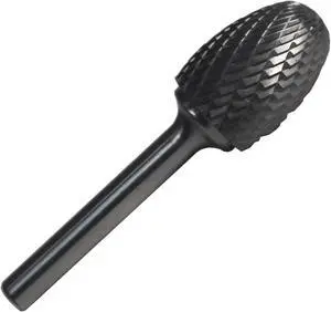 Drill America DUL Series Solid Carbide Bur, Double Cut, SE3 Oval, 1/4" Shank, 3/8" Head Diameter, 5/8" Cutting Length (Pack of 1)