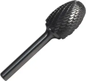 Drill America DUL Series Solid Carbide Bur, Double Cut, SE5 Oval, 1/4" Shank, 1/2" Head Diameter, 7/8" Cutting Length, 6" Overall Length (Pack of 1)