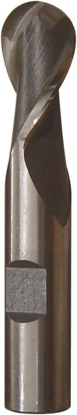 Drill America DWCT Series High-Speed Steel End Mill, Polished Finish, 2 Flute, Ball End, 1-3/8" Cutting Length, 5/8" Cutting Diameter, 3-9/16" Length, 5/8" Shank (Pack of 1)