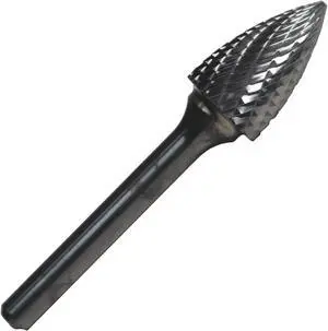 Drill America DUL Series Solid Carbide Bur, Double Cut, SG5 Tree - Pointed End, 1/4" Shank, 1/2" Head Diameter, 1" Cutting Length, 6" Overall Length (Pack of 1)