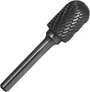 Drill America DUL Series Solid Carbide Bur, Double Cut, SC2 Cylindrical - Radius End, 1/4" Shank, 5/16" Head Diameter, 3/4" Cutting Length (Pack of 1)