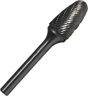 Drill America DUL Series Solid Carbide Bur, Double Cut, SF5 Tree - Radius End, 1/4" Shank, 1/2" Head Diameter, 1" Cutting Length, 6" Overall Length (Pack of 1)