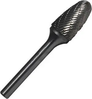 Drill America DUL Series Solid Carbide Bur, Double Cut, SF5 Tree - Radius End, 1/4" Shank, 1/2" Head Diameter, 1" Cutting Length (Pack of 1)