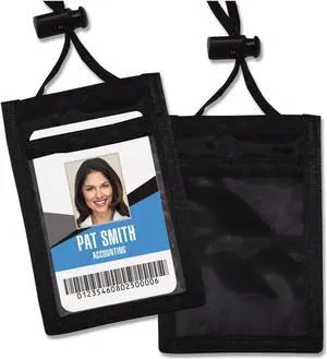 Advantus ID Badge Holders With Convention Neck Pouch ,LANYARDS,ID NCK VERT12,BK