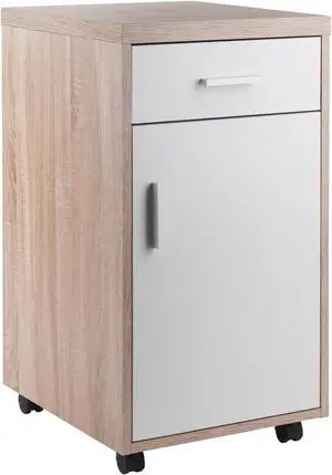 Kenner Mobile Storage Cabinet, 1 Drawer, Reclaimed Wood/White Finish 18220