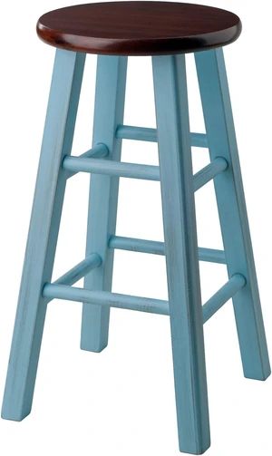 Ivy Counter Stool, Rustic Light Blue and Walnut Ivy Counter Stool, Rustic Light Blue and Walnut