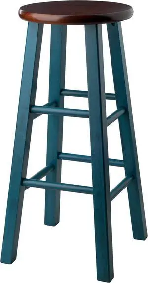 Ivy 29" Bar Stool Rustic Teal w/ Walnut Seat 62230