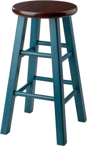 Ivy 24" Counter Stool Rustic Teal w/ Walnut Seat 62224