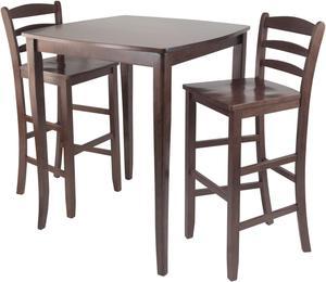 Inglewood 3-Pc High Dining Table with Ladder-back Bar Stools, Walnut