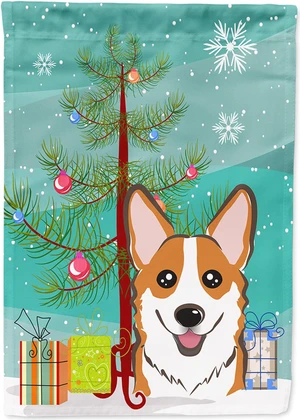 Caroline's Treasures BB1626GF Christmas Tree and Red Corgi Garden Flag, Small, Multicolor Caroline's Treasures BB1626GF Christmas Tree and Red Corgi Garden Flag, Small, Multicolor