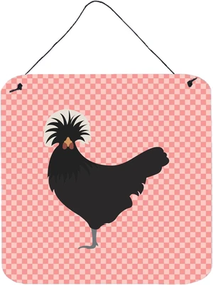 "Caroline's Treasures Pink Polish Poland Chicken Check Metal Print, 6hx6w" "Caroline's Treasures Pink Polish Poland Chicken Check Metal Print, 6hx6w"