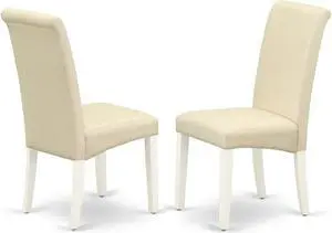 Set of 2 Chairs BAP2T01 East West Furniture Barry Parson Chair White Leg and Linen Fabric Cream Set of 2 Chairs BAP2T01 East West Furniture Barry Parson Chair White Leg and Linen Fabric Cream