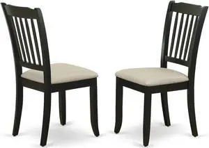 Set of 2 Chairs DAC-BLK-C Danbury vertical slatted back chairs with Linen Fabric Upholstered Seat in Black finish Set of 2 Chairs DAC-BLK-C Danbury vertical slatted back chairs with Linen Fabric Upholstered Seat in Black finish