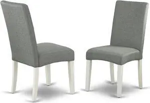 Set of 2 Chairs DRP2T07 Parson Chair with Linen White Finish Leg and Linen fabric- Gray Color Set of 2 Chairs DRP2T07 Parson Chair with Linen White Finish Leg and Linen fabric- Gray Color