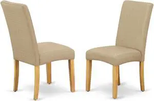 Set of 2 Chairs DRP4T16 Parson Chair with Oak Finish Leg and Linen fabric- Dark Khaki Color Set of 2 Chairs DRP4T16 Parson Chair with Oak Finish Leg and Linen fabric- Dark Khaki Color