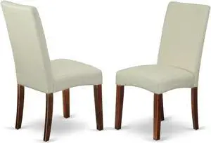 Set of 2 Chairs DRP3T01 Parson Chair with Mahogany Finish Leg and Linen fabric- Cream Color Set of 2 Chairs DRP3T01 Parson Chair with Mahogany Finish Leg and Linen fabric- Cream Color