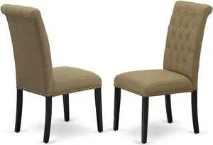 Set of 2 Chairs BRP1T17 Bremond Parson Chair With Black Leg And Linen Fabric Light Sable Set of 2 Chairs BRP1T17 Bremond Parson Chair With Black Leg And Linen Fabric Light Sable