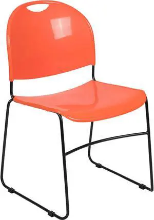 HERCULES Series 880 lb. Capacity Orange Ultra-Compact Stack Chair with Black Powder Coated Frame
