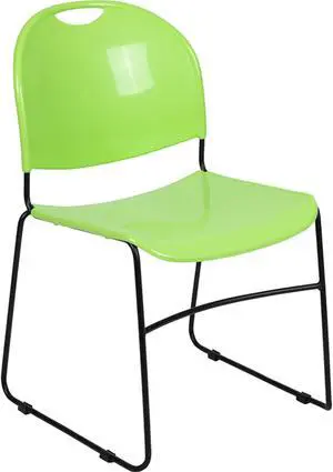 HERCULES Series 880 lb. Capacity Green Ultra-Compact Stack Chair with Black Powder Coated Frame