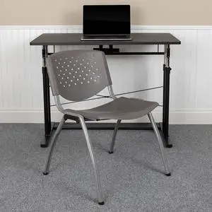 HERCULES Series 880 lb. Capacity Gray Plastic Stack Chair with Titanium Gray Powder Coated Frame