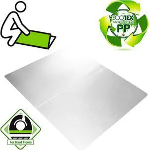 Ecotex Polypropylene Rectangular Anti-Slip Foldable Chair Mat for Hard Floors - 45" x 53"