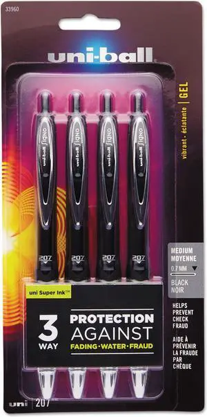 uni-ball Signo 207 Retractable Gel Pen ,PEN,UNIBALL,207GEL.7MM,BK