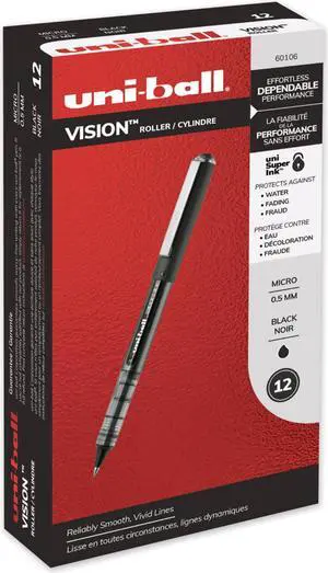 uni-ball VISION Stick Roller Ball Pen ,PEN,UNIBALL,VISN,MICRO,BK