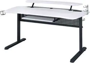 Gaming Table w/USB Port, Black & White Finish