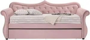 Daybed & Trundle, Pink Velvet