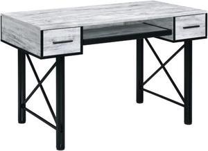 Computer Desk, Antique White & Black Finish