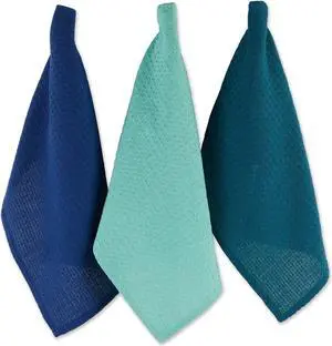DII Asst Blues Recycled Cotton Waffle Dishtowel (Set of 6)